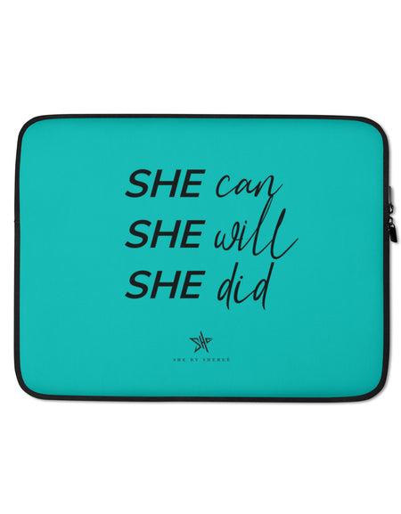 SHE Can Laptop Sleeve - Turquoise
