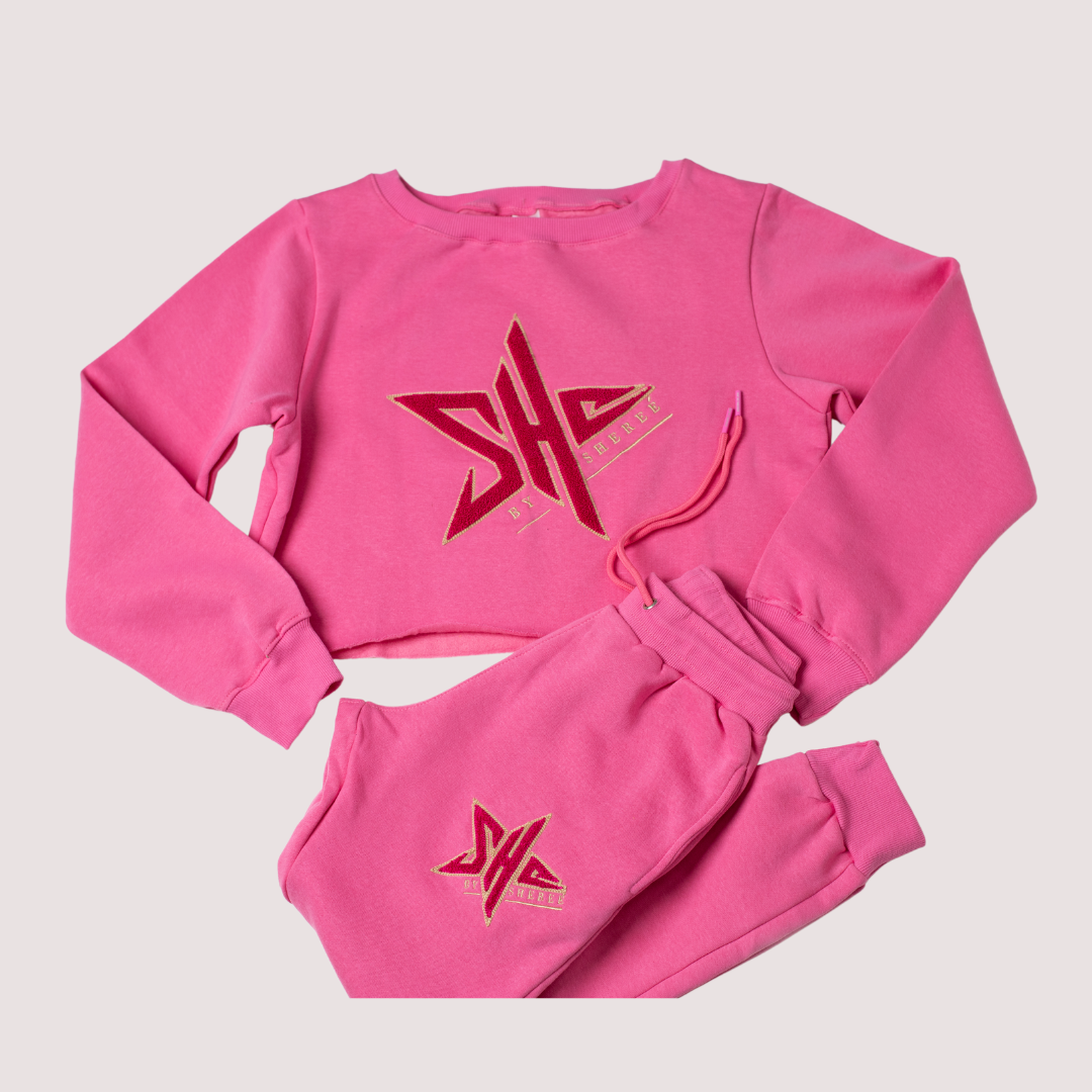 SBS Chenille CropTop Pink Set