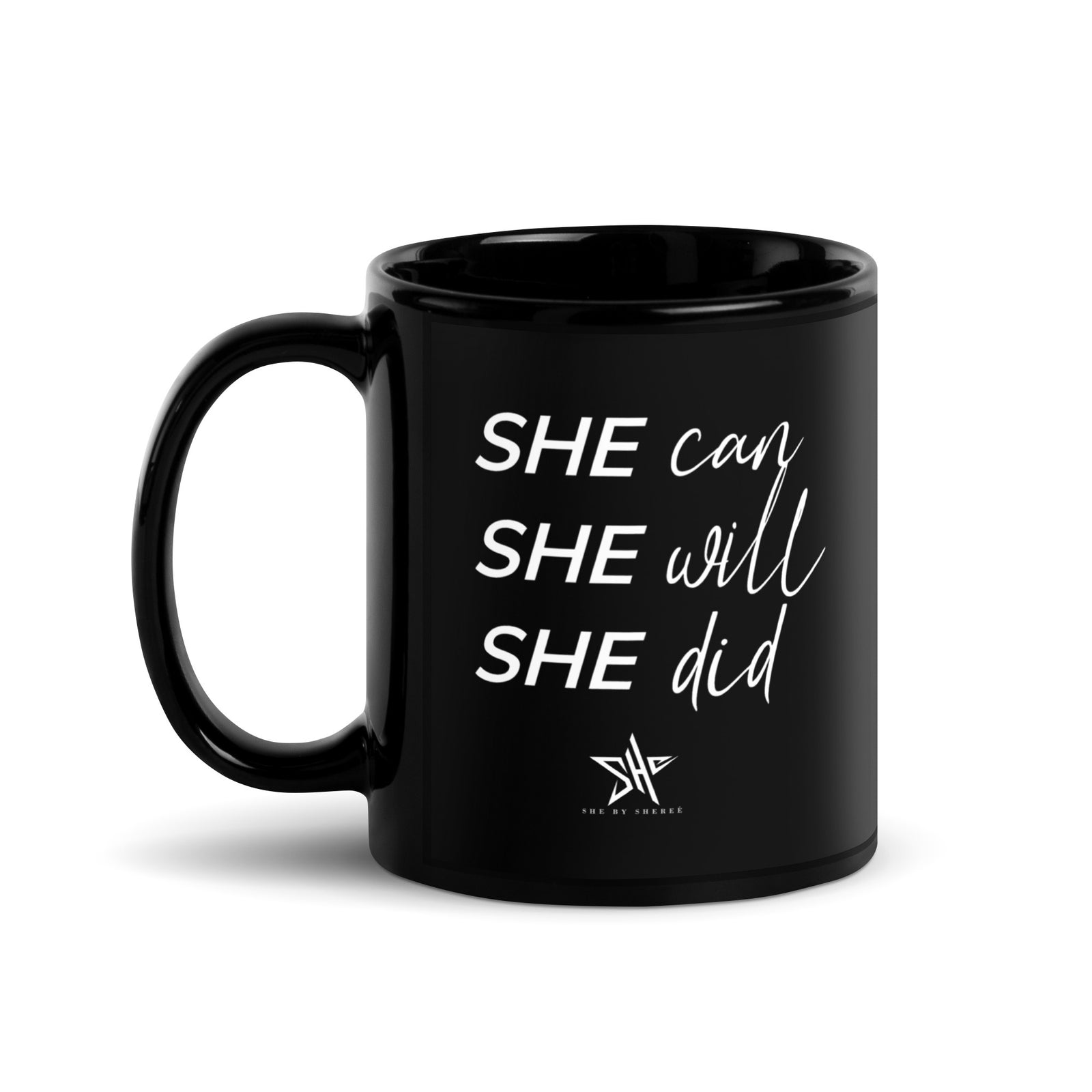 SHE Can Glossy Mug - Black