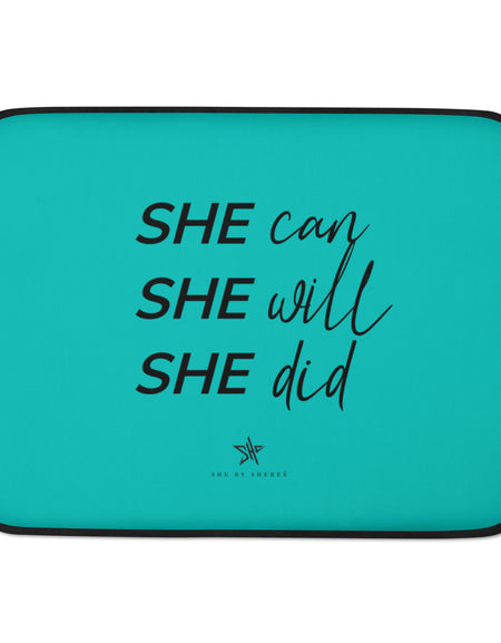 SHE Can Laptop Sleeve - Turquoise