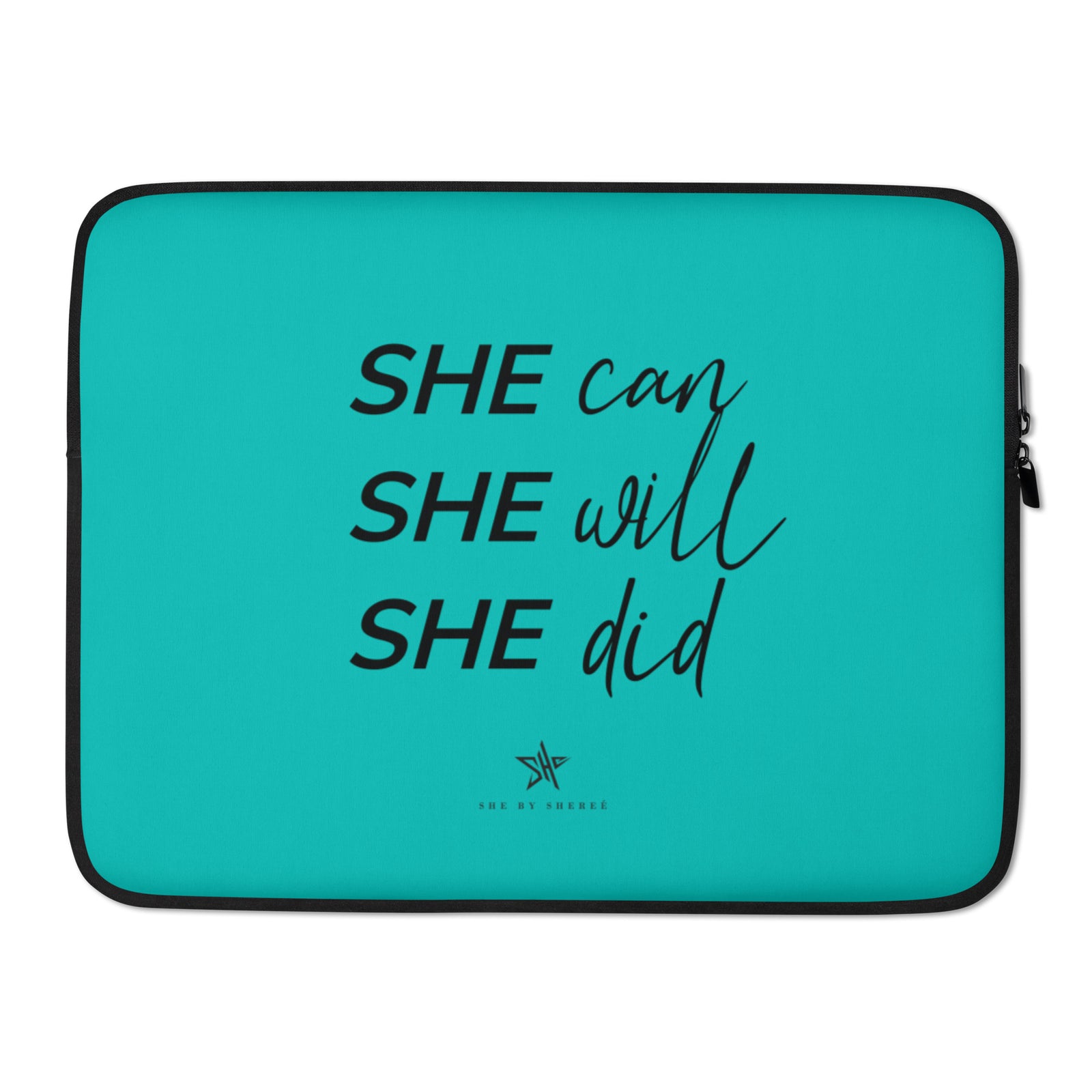 SHE Can Laptop Sleeve - Turquoise
